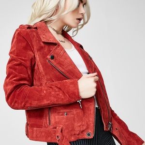Red My Mind Suede MOTO Jacket